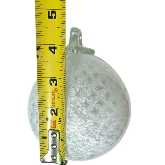 Heavy Blown Glass Ornament Frosted Snowflakes Handcrafted Bauble Witch Ball 13oz - Picture 9 of 10